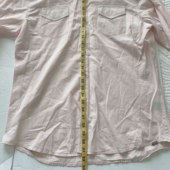 Buckle Black Mens Large Button Up Shirt Peach Long Sleeve Cotton Athletic Fit - Picture 10 of 10